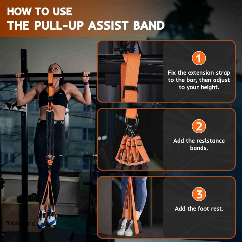 Resistance Bands Set for Pull Up Bar, Exercise Bands with Handles, Home Gym Workout Equipment, Pilates Fitness Resistance Bands, Lifting Straps for Pull Ups, Doorway Pull Up Bar Accessory