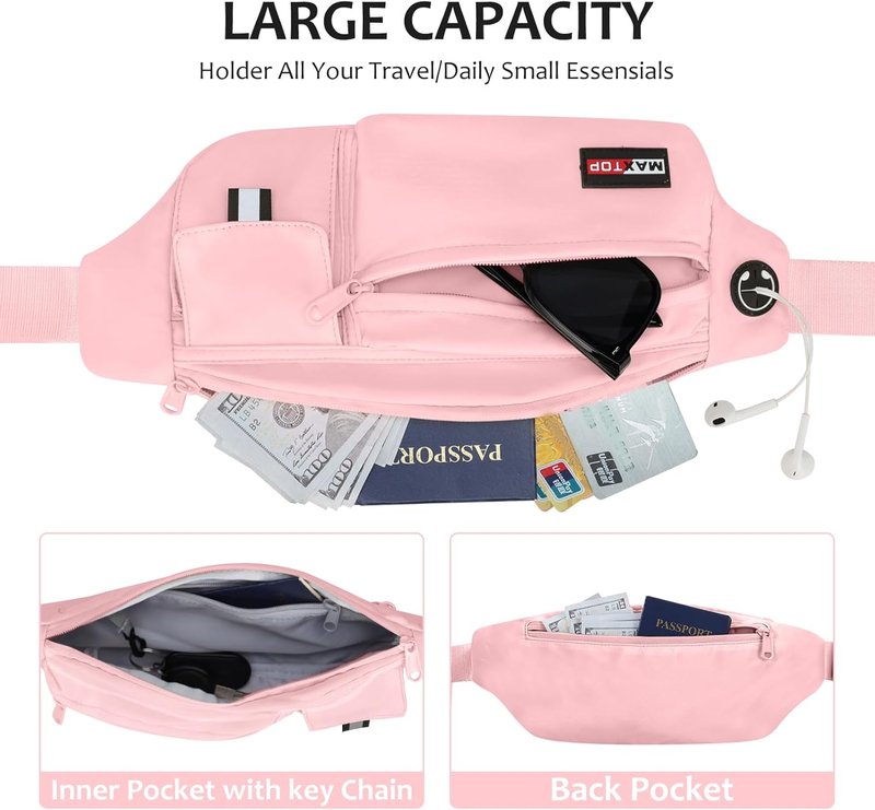 MAXTOP Fanny Packs for Women & Men - 5-Zipper Sling Bag for Jogging, Hiking & Casual Use | Fits All Phones
