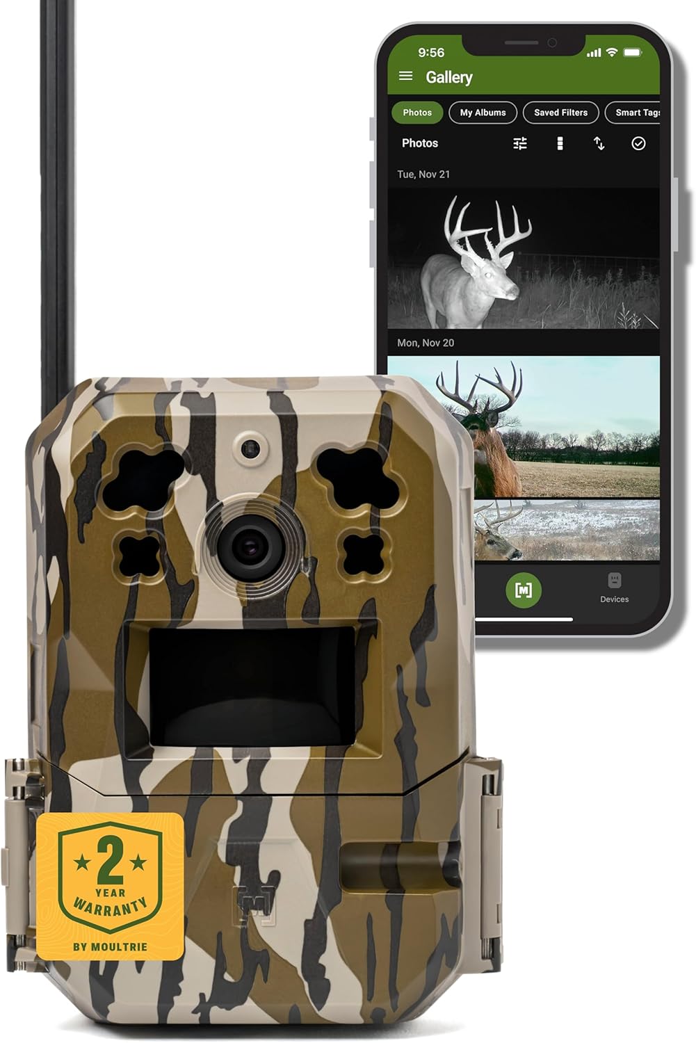Moultrie Edge Pro Cellular Trail Camera - 1080p HD Video, Auto Connect, 100ft Detection Range | Nationwide Coverage, False Trigger Tech