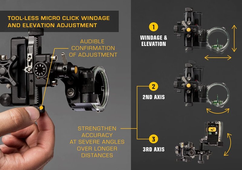 Trophy Ridge React One Pro Bow Sight - Precision Accuracy Up to 100 Yards | Tool-Less Adjustability & Click Light
