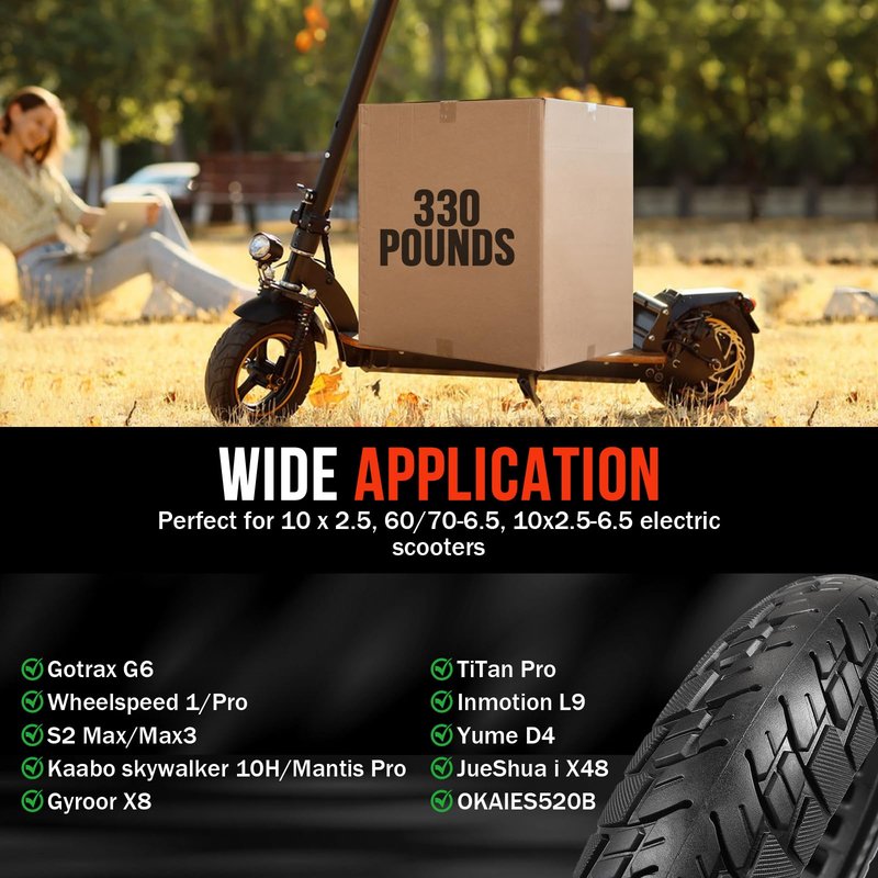 60/70-6.5 Scooter Tire,10x2.50 Solid Rubber Tire 10 inch Scooter Tires Replacement for Ninebot G30 Max / G30D Front or Rear 2 PCS