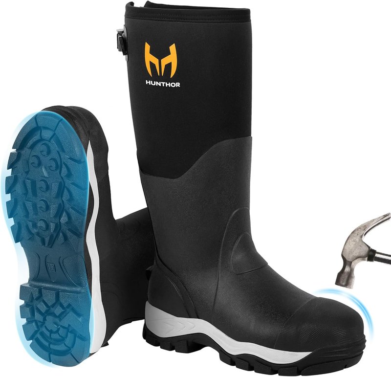 Men's Rubber Work Boots - Steel Toe, Puncture-Proof 1100N, Waterproof Neoprene | Sizes 7-14