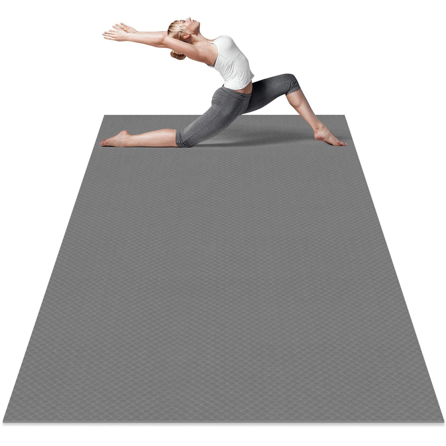 Odoland Large Yoga Mat 78.7'' x 51.2'' (6.56'x4.26') x6mm for Pilates Stretching Home Gym Workout, Extra Thick Non Slip Exercise Mat with Carry Strap, Grey