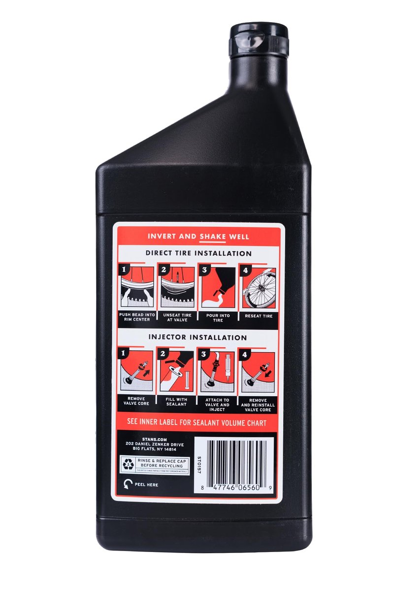 Stan's NoTubes Tire Sealant (1000ml), Long Lasting Flat Prevention, Ultra Fast Sealing, up to 1/4" punctures, Proactive Tire Repair, for Mountain, Road, Gravel, Cyclocross, and Commuter Bikes