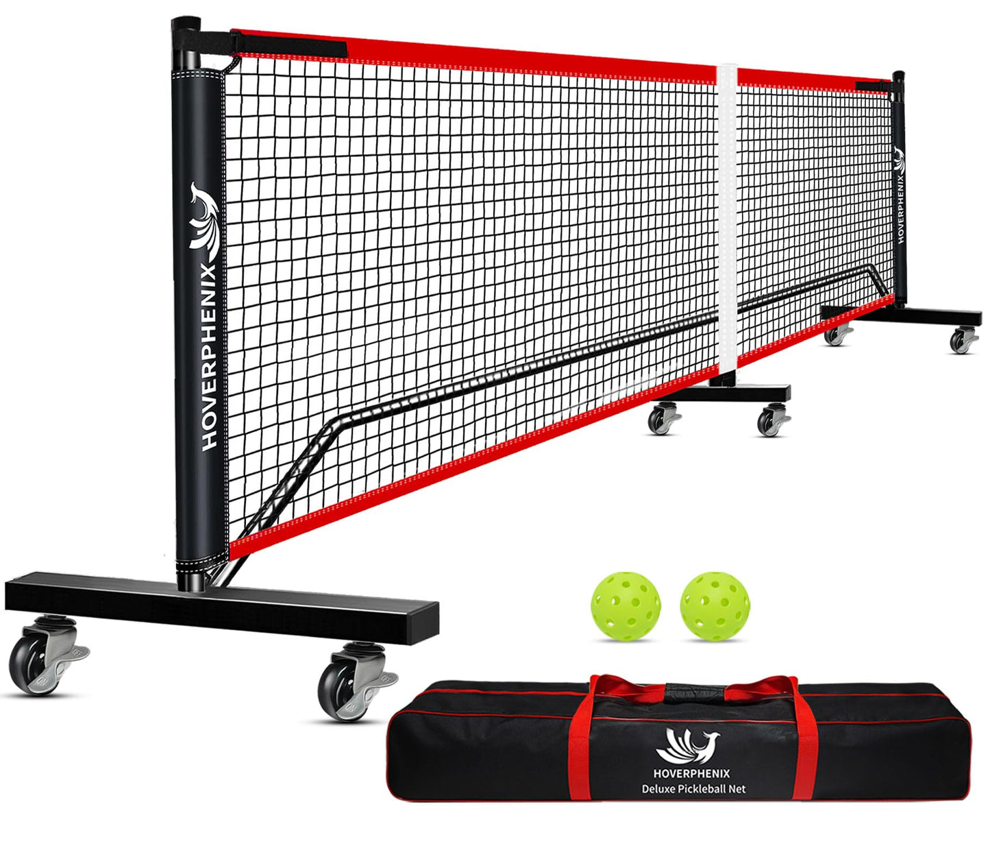 Portable Pickleball Net with Wheels, 22FT Regulation Size Pickle ball Net with Pickleballs, Carry Bag for Home, Driveway, Backyard, Indoor or Outdoor