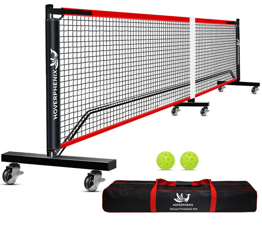 Portable Pickleball Net with Wheels, 22FT Regulation Size Pickle ball Net with Pickleballs, Carry Bag for Home, Driveway, Backyard, Indoor or Outdoor