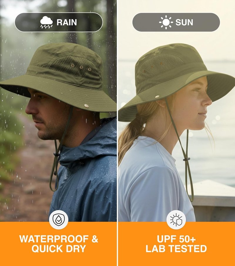 GearTOP Wide Brim Sun Hat | UPF 50+ Fishing Hat with Detachable Neck Flap & Face Cover for Men and Women