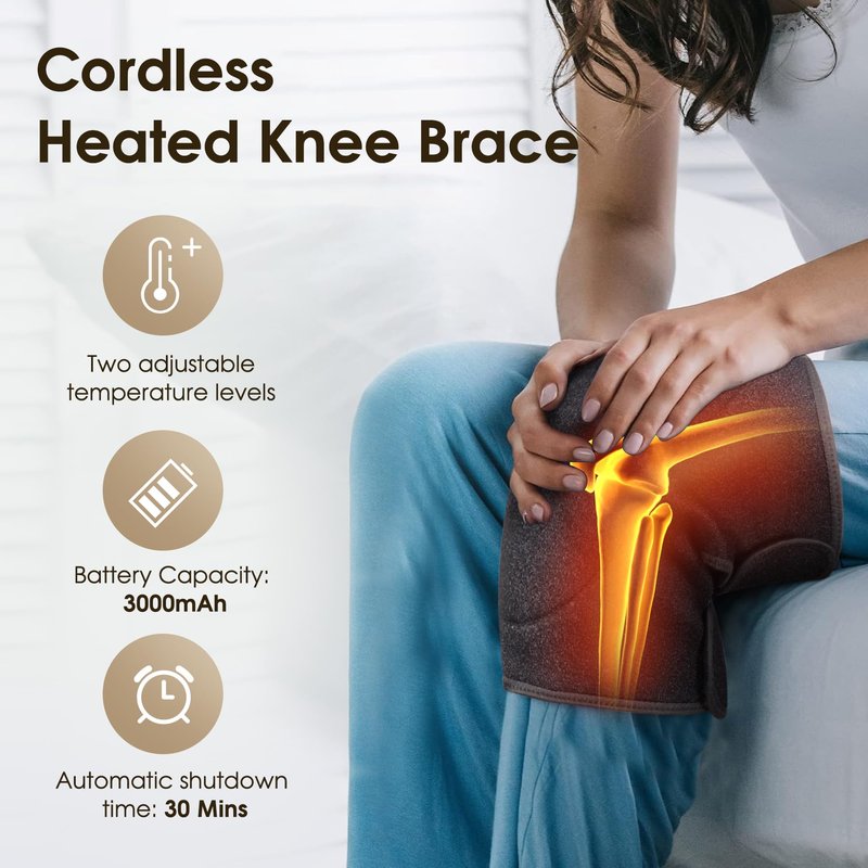 COMFYTHERA Heated Knee Brace for Knee Pain Relief, Heating Pad for Knee Brace, Heated Knee Wrap for Knee Warmer Arthritis