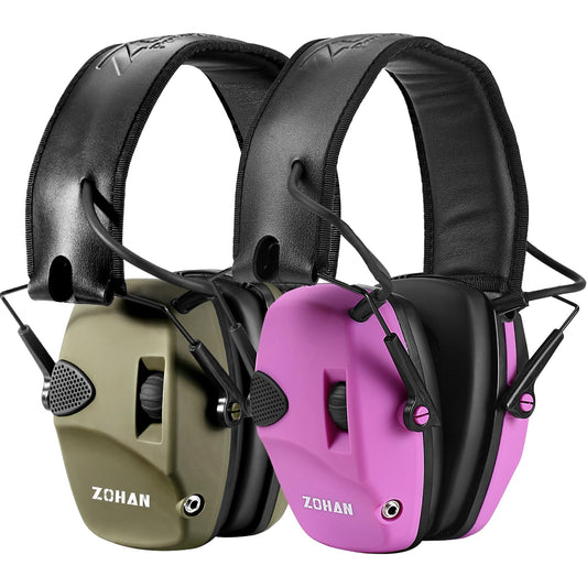 ZOHAN EM054 Electronic Shooting Ear Protection with 4X Sound Amplification 2 Pack,Slim Active Noise Reduction Earmuffs for Gun Range