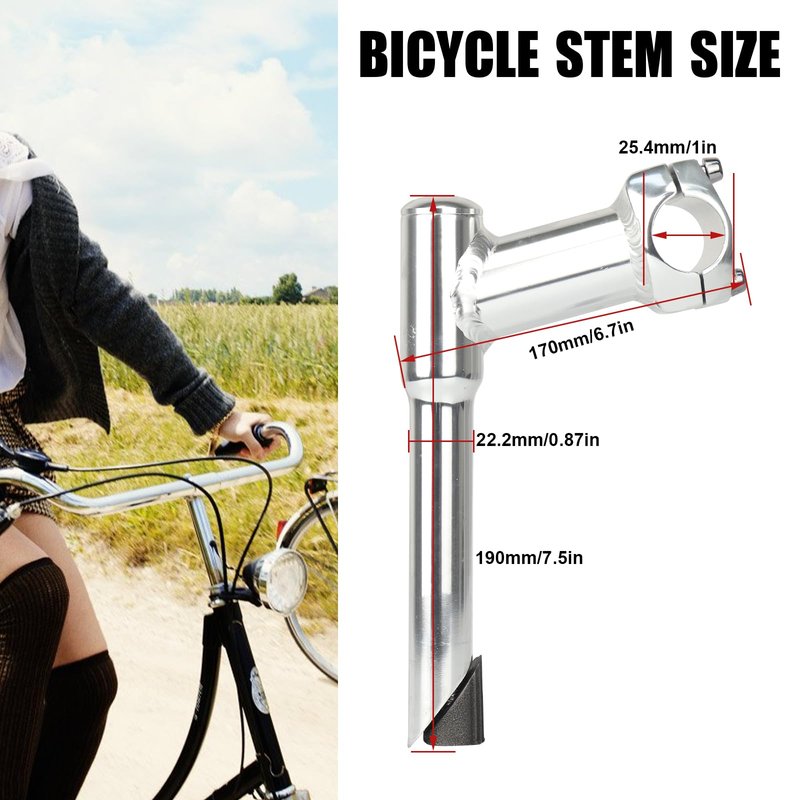 WEEROCK Bike Stem 25.4 * 22.2mm（1 * 0.87 Inch） Aluminum Alloy Gooseneck Shape Length 160mm(6.3 Inch) Bicycle Stem
