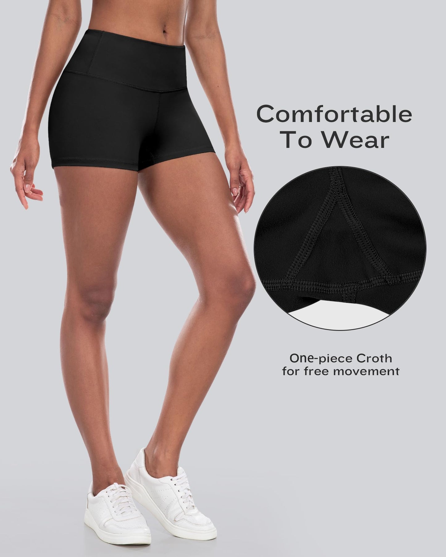 CHRLEISURE High Waisted Spandex Biker Shorts, Workout Booty Soft Yoga Shorts for Women (3" 4Black, L)