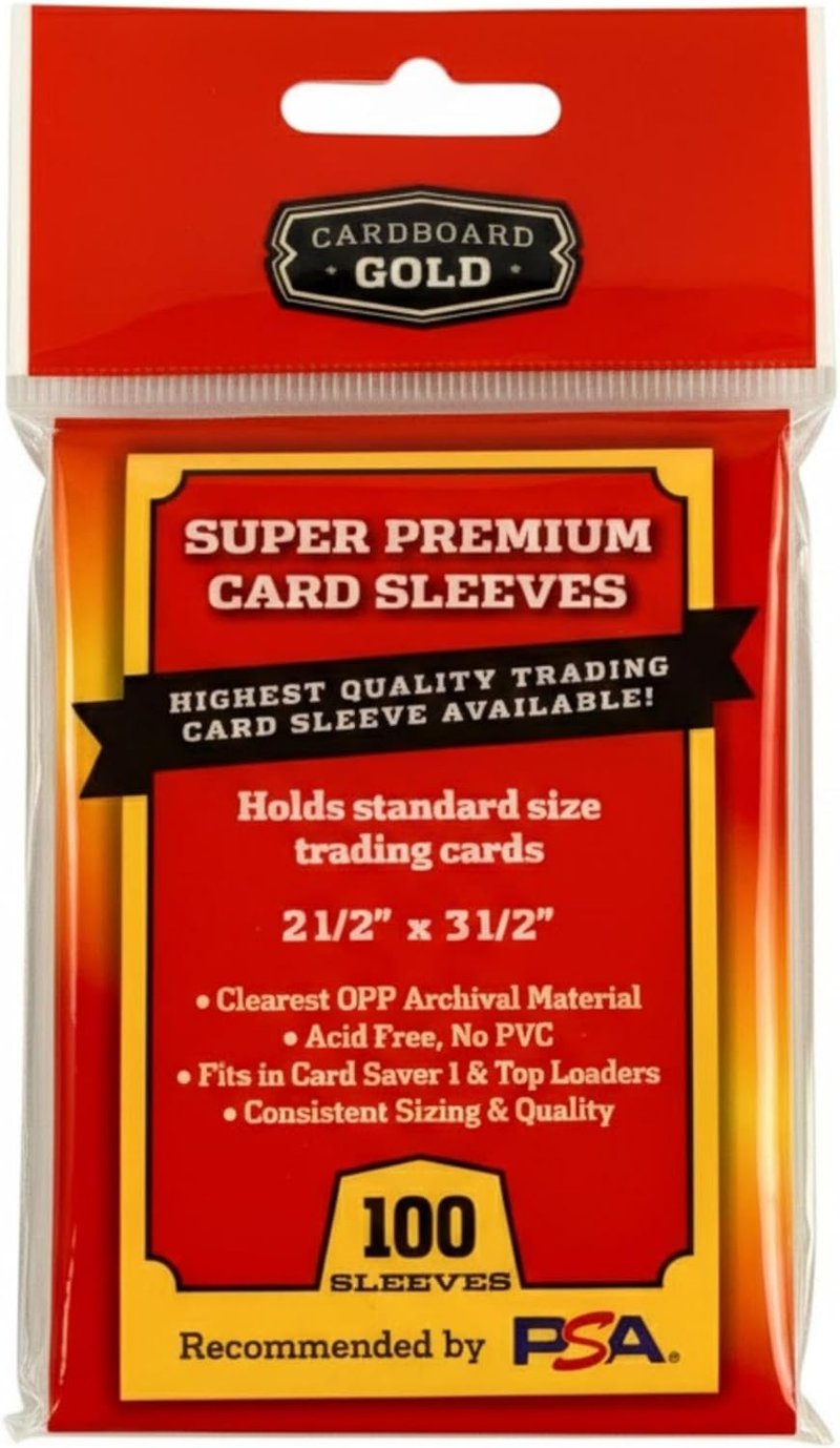 Gold Super Premium Card Sleeves - Ultra Clear OPP 2 Mil | Fits Standard Trading Cards (1000 Pack)
