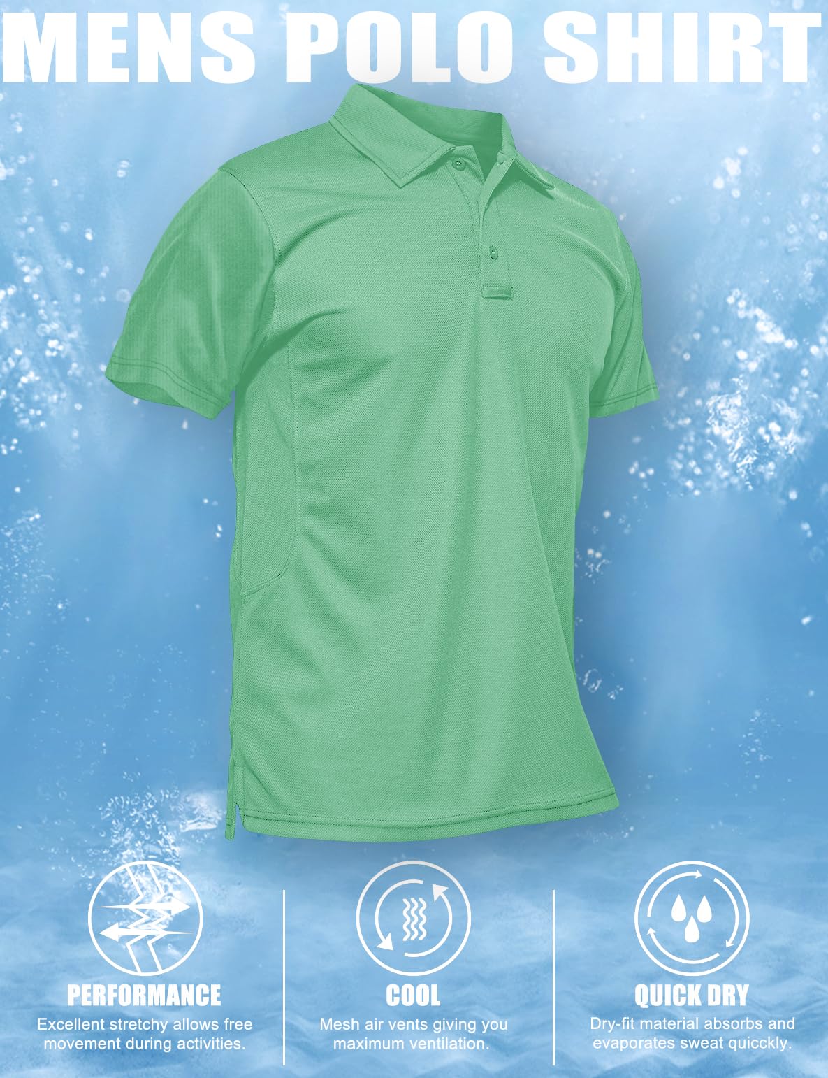MAGCOMSEN Polo Shirts for Men Short Sleeve Golf Shirts Quick Dry Shirts Fishing Shirts Work Shirts for Men Casual Shirts Summer Shirts Golf Polo Shirts for Men