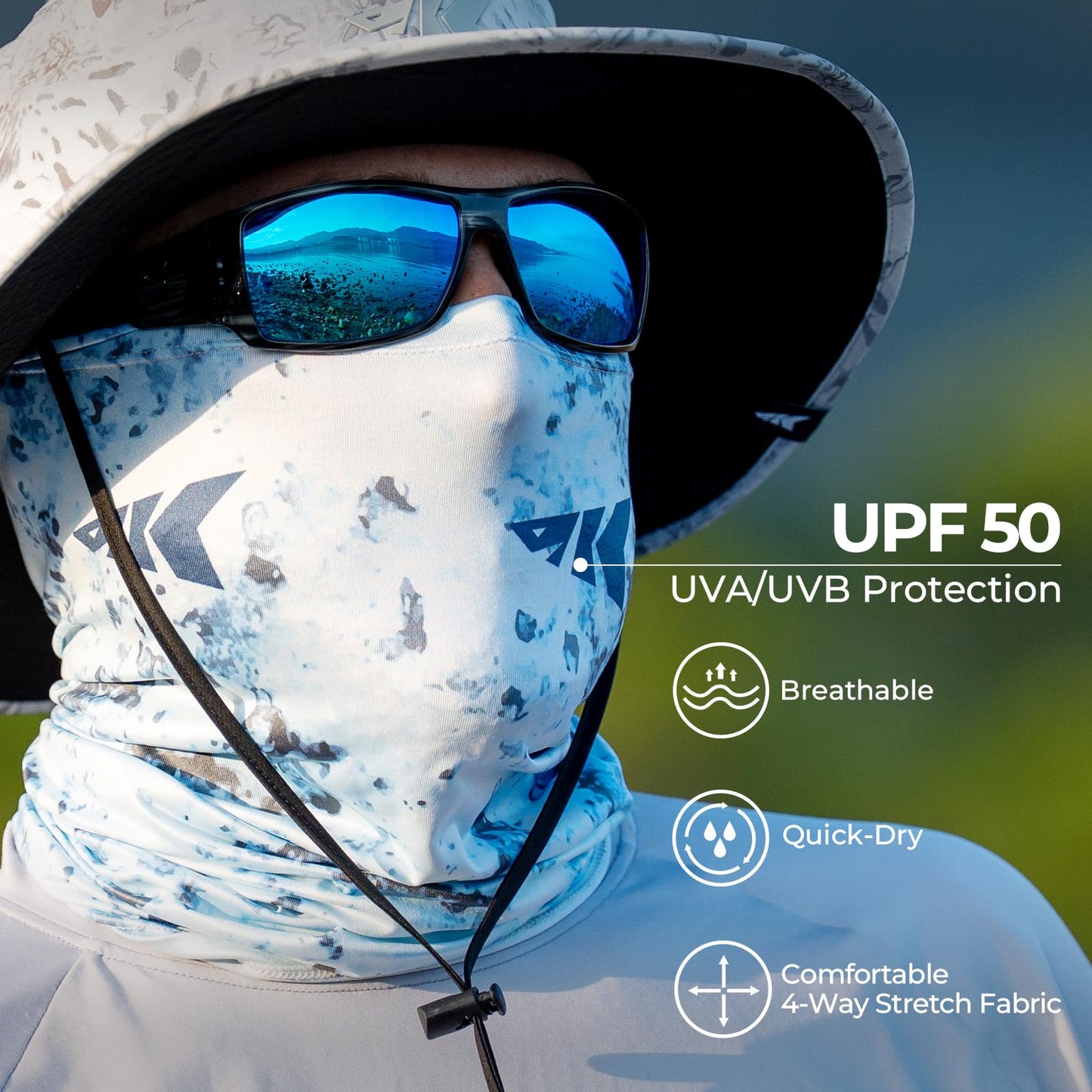 KastKing La Sal Neck Gaiter-UPF 50+ Balaclava Face Mask,Neck Gaiter for Men and Women,Face Cover Shield for Fishing,Hiking