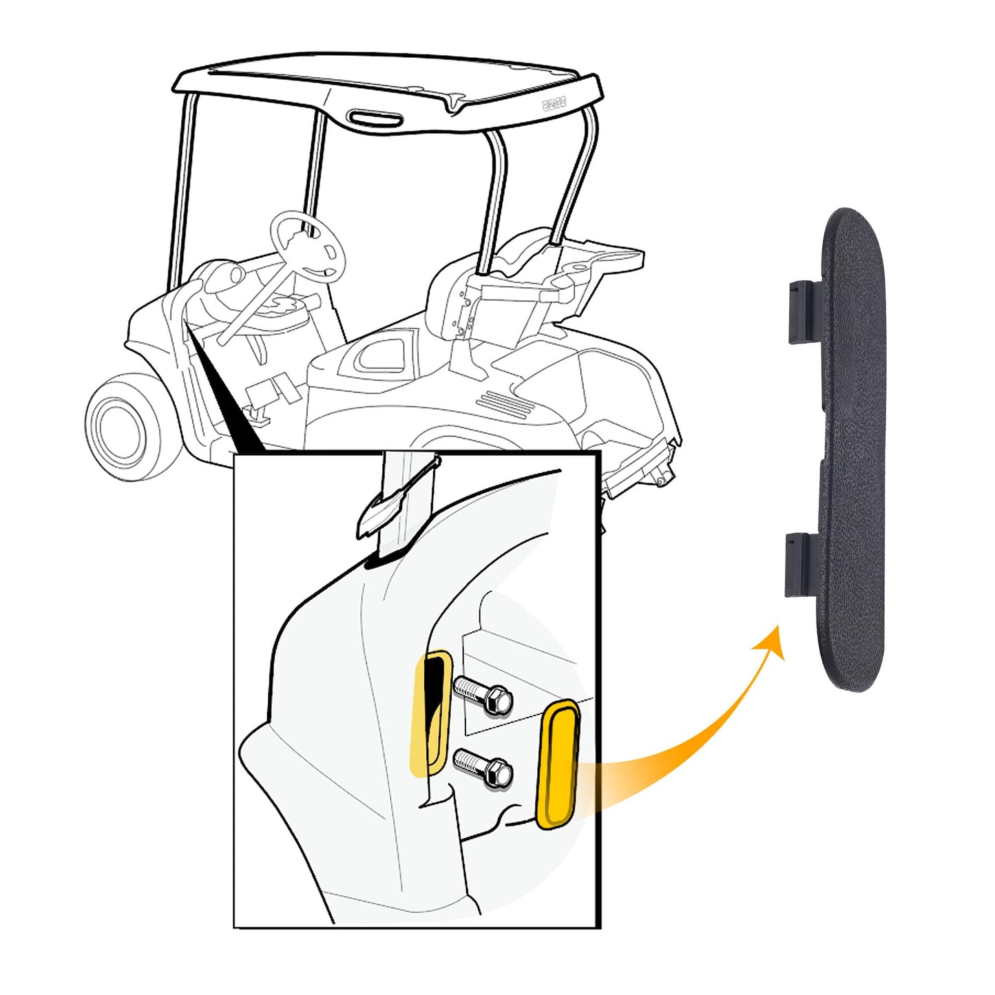 10L0L Golf Cart Strut Access Cover Assembly Compatible with EZGO RXV 2008-up G&E Golf Cart Model, OEM# 602388