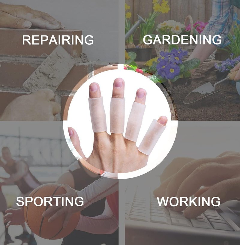 Sumifun Finger Sleeves, 20PCS Gel Thumb Finger Tubes for Arthritis, Trigger Finger Pain, Silicone Fingers Protector for Golf, Basketball, Golf, Rugby, Cracked Finger