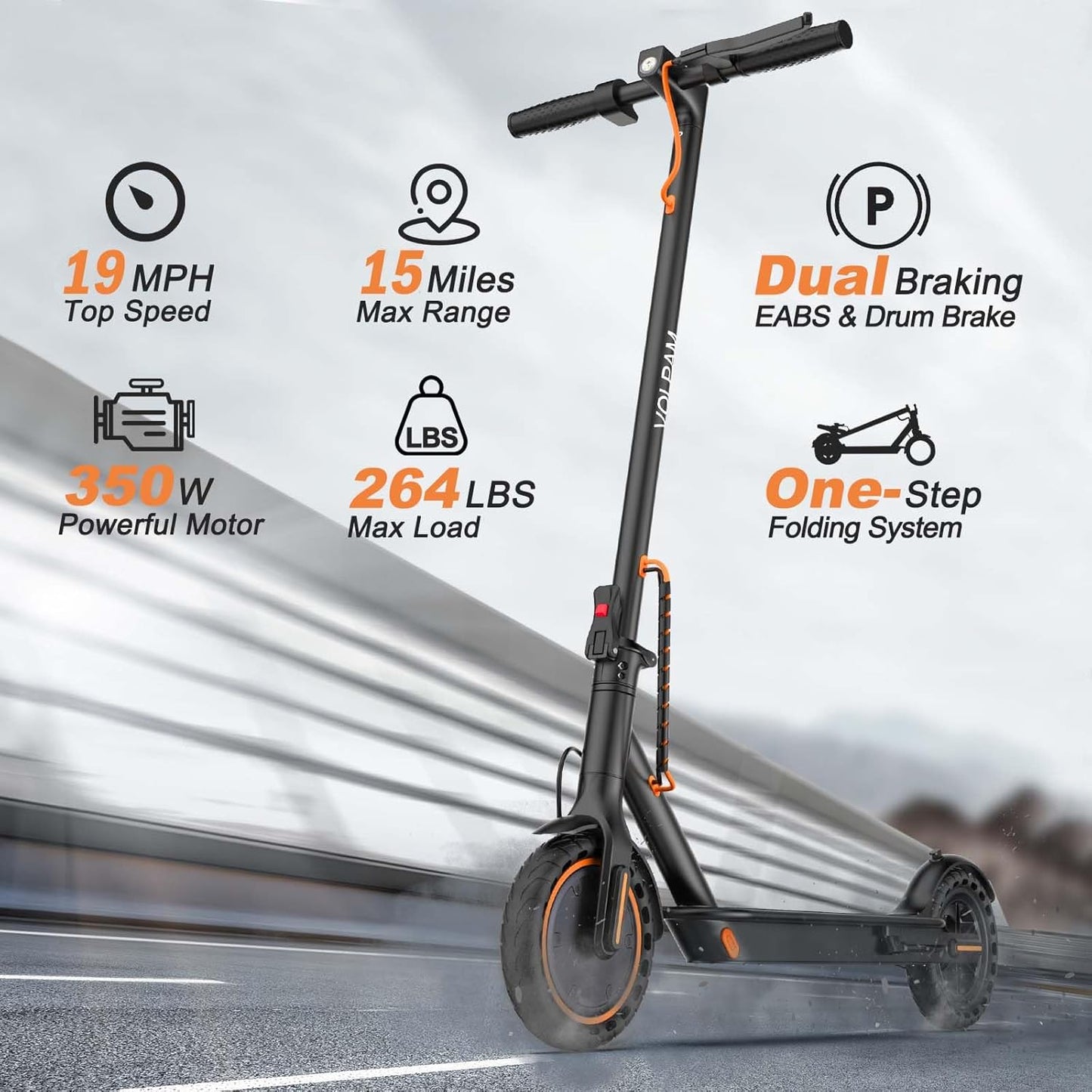 Electric Scooter for Adults - 250W/350W/500W Motor, 8.5"/10" Solid Tires | Up to 22 MPH, Dual Braking System