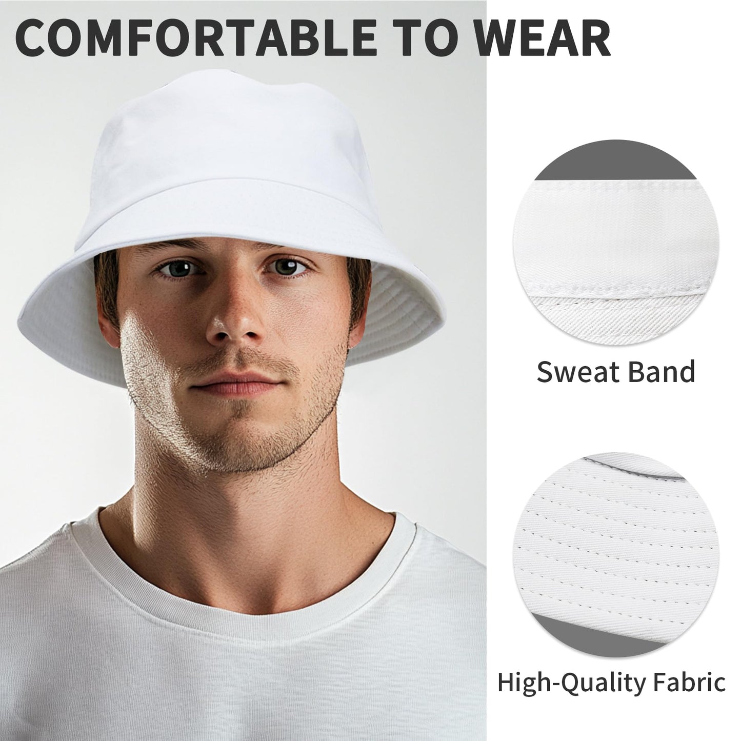 NPQQUAN Bucket Hats for Men Women Packable Foldable Sun Hats for Women Beach Travel Cap Black