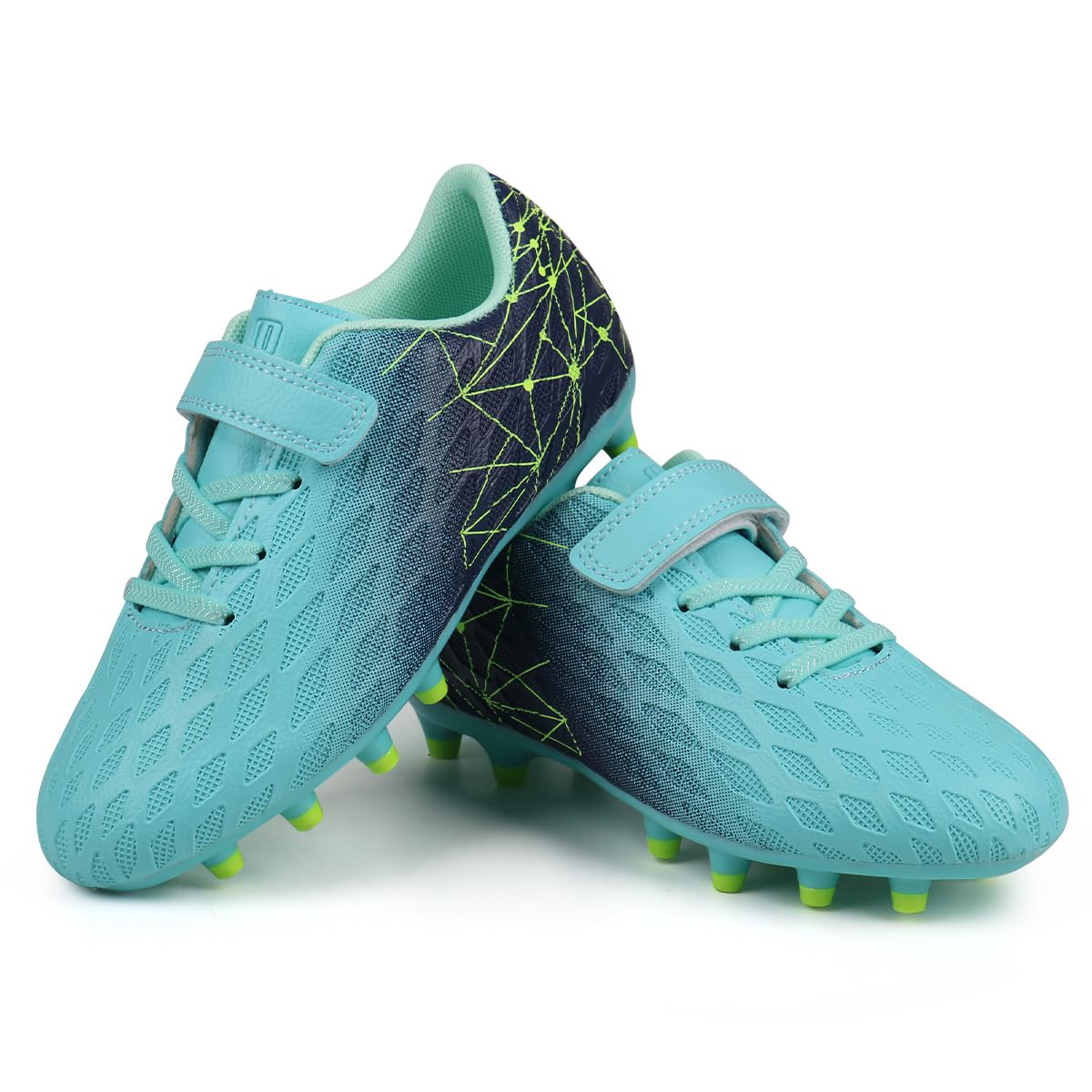 brooman Kids Firm Ground Soccer Cleats Boys Girls Athletic Outdoor Football Shoes (11.5,Green Navy)