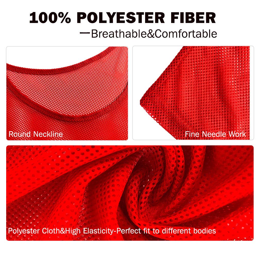 Antoyo Pinnies Soccer pinnies for Soccer Mesh Basketball Jerseys Red-M
