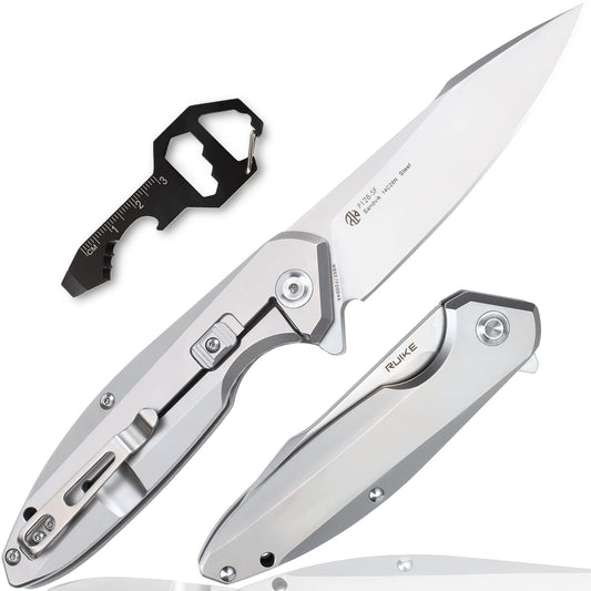 Ruike Pocket Camping Folding Knife,14c28n,Frame Lock,Ball Bearing,Flipper Fast Opening,Harnd 3.66" Big Large Blade Stainless Steel,Tactical Hunting Survival Gravity Microtech,Edc Belt Clip,Tac Heavier Rescue Self Cool Outdoor Gear,Tool for Men Father