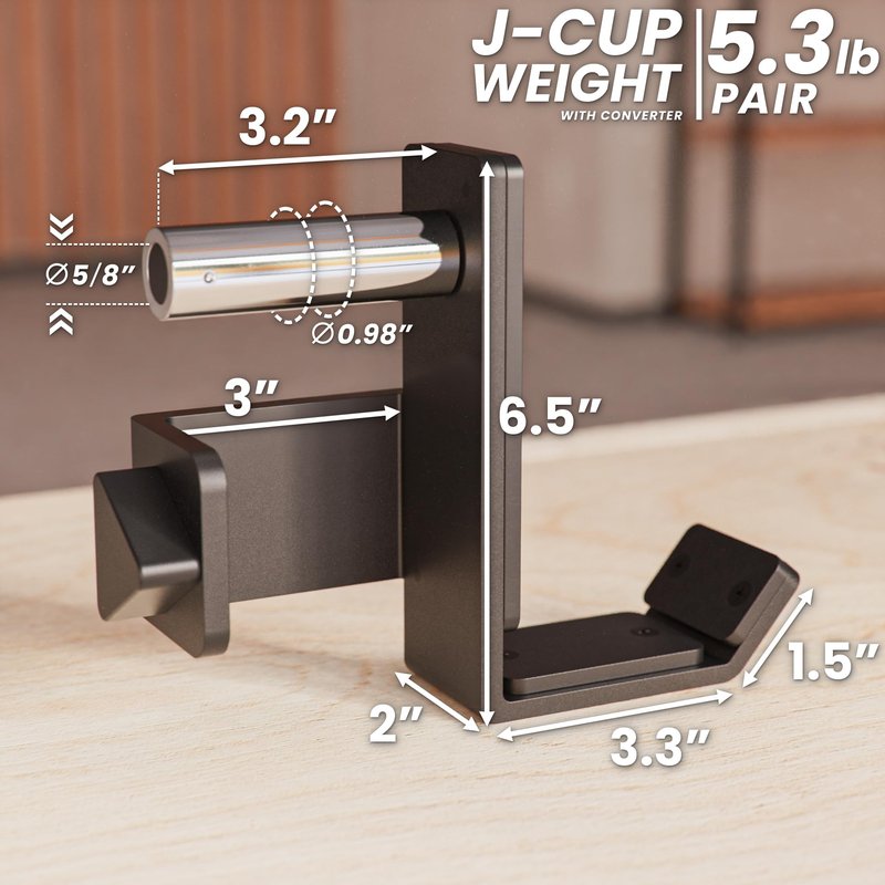 Synergee Power and Squat Rack Attachment 2x3 J-Cups Designed for 5/8” Hole. J-Hook for Power Lifting, Squats and Presses. Sold in Pairs.