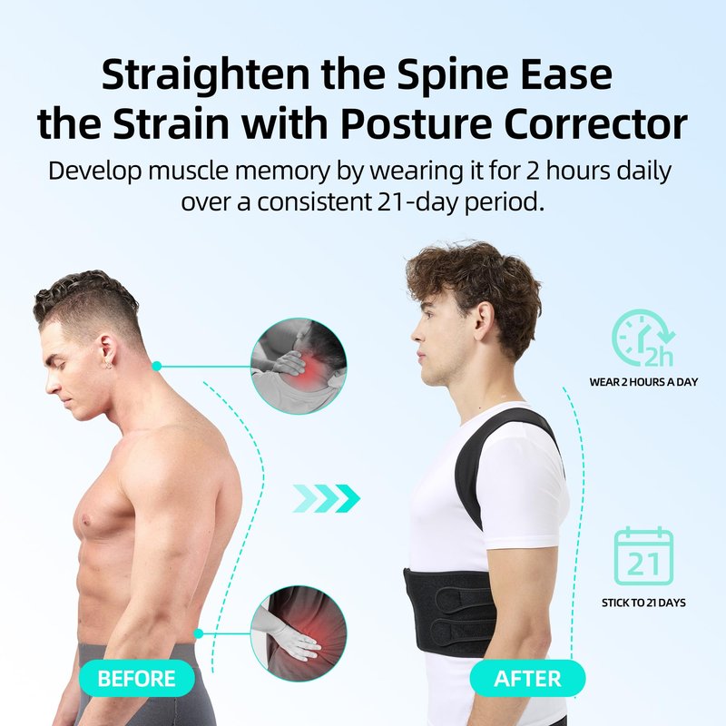 BAREKE Posture Corrector for Women and Men, Back Straightener Posture Brace for Pain Relief, Back Belt Support with Adjustable Shoulder Straps and Height for Scoliosis Hunchback