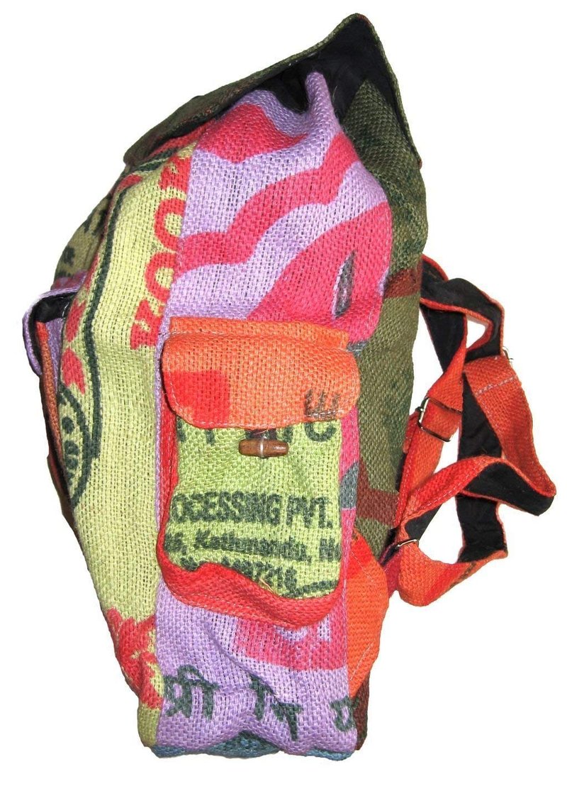 DharmaObjects Recycled Jute Rice Bag Backpack Hand Made Nepal