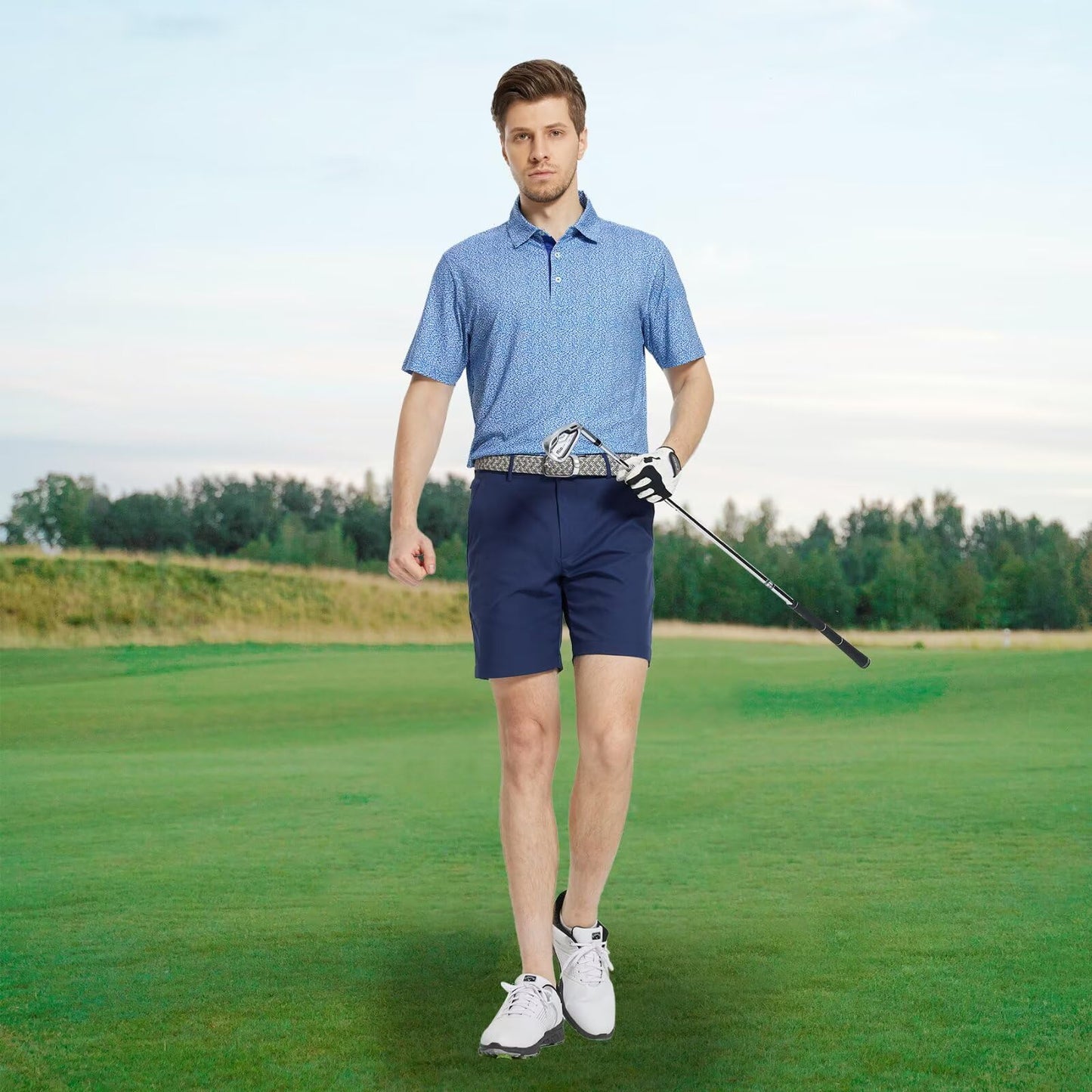 M MAELREG Polo Shirts for Men Quick Dry Fit Short Sleeve Performance Moisture Wicking Print Men’s Golf Shirts