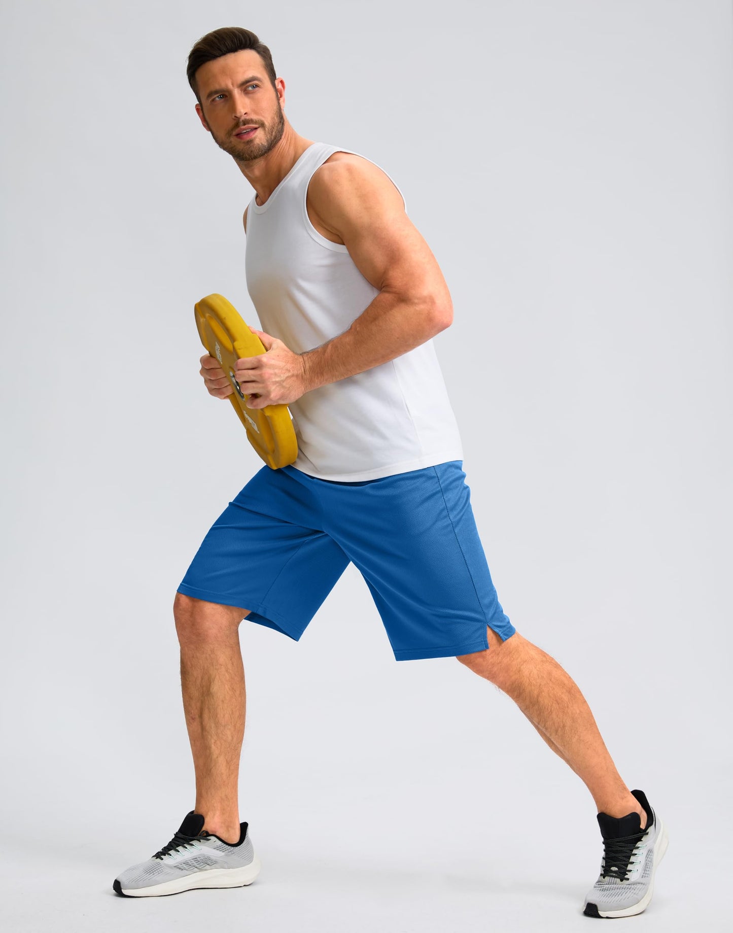 G Gradual Men's Athletic Shorts with Pockets 9" / 11" Long Basketball Shorts Lightweight Quick Dry Gym Workout Shorts for Men(Blue,XL)