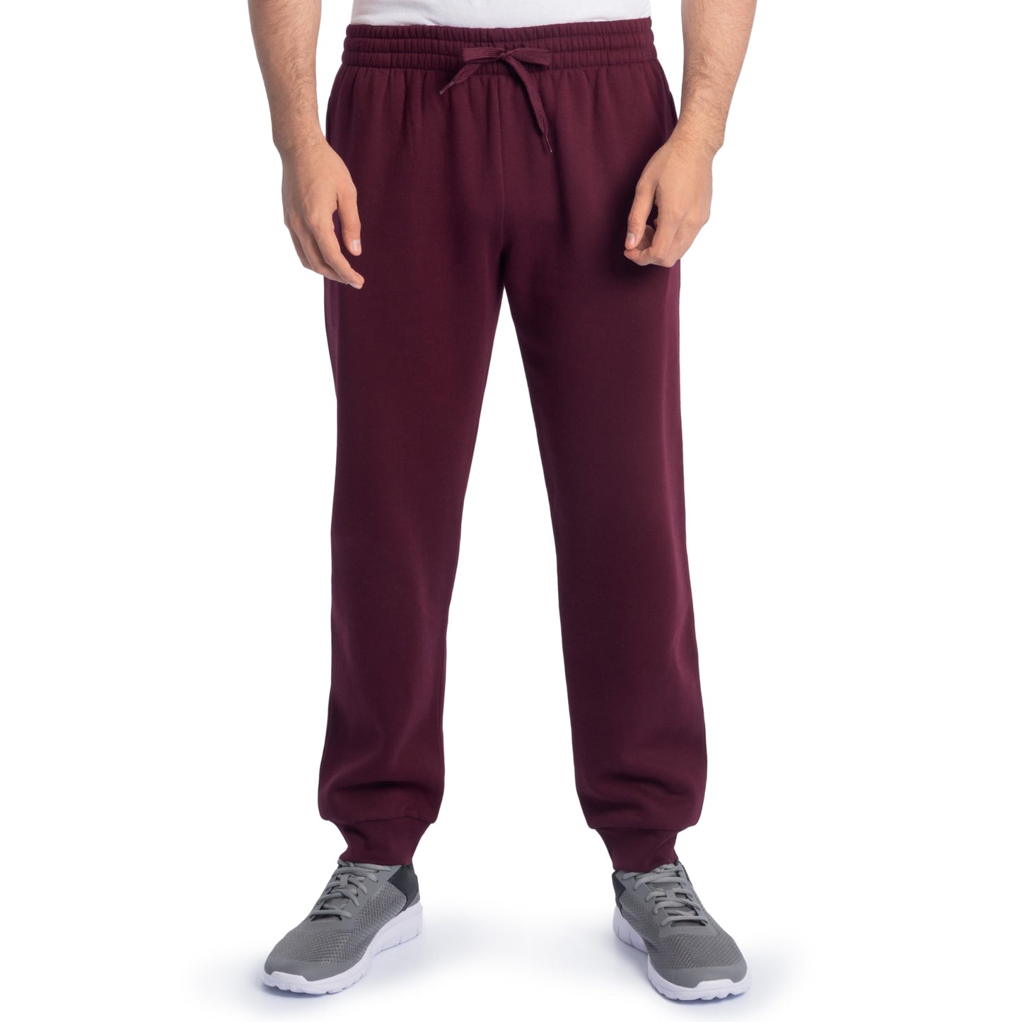Fruit of the Loom Men's Eversoft Fleece Joggers with Pockets, Relaxed Fit, Moisture Wicking, Breathable, Tapered Sweatpants, Maroon, Large