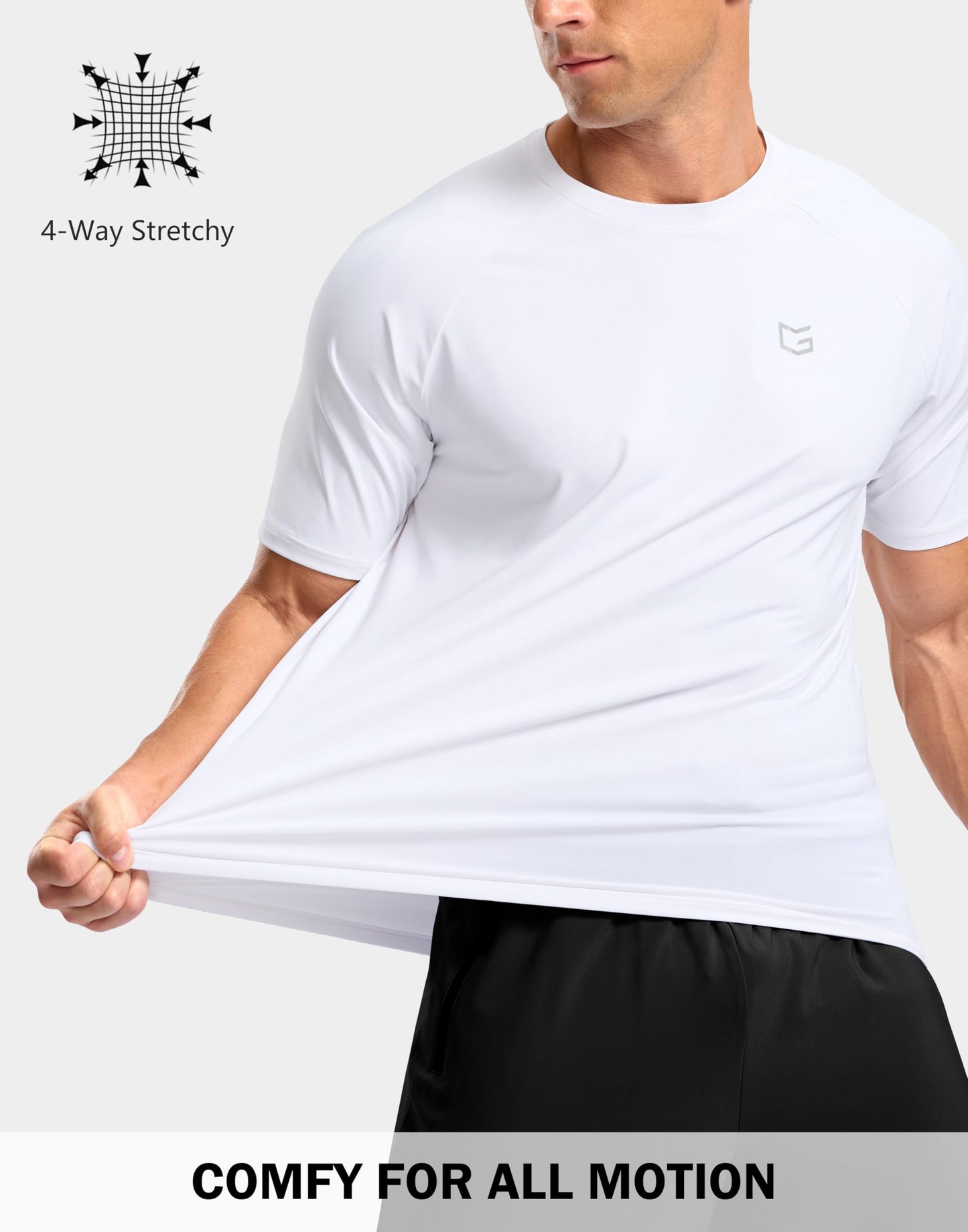 G Gradual Men's Athletic Workout T-Shirts Moisture Wicking Cooling Running Shirts Short Sleeve Performance Tee for Gym Tennis(White,XL)