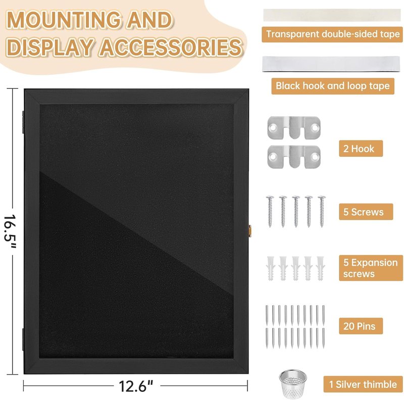 Pin Collection Display Case - 16x12 Acrylic Case with 98% UV Protection for Military Medals, Jewelry Pins & Collectibles