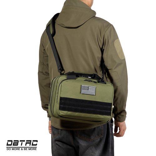 DBTAC Gun Case Bag Compact Small-PLUS | Tactical 3x Pistol Bag Handgun Revolver Shooting Case with Lockable Zipper for Shooting Range Outdoor Hunting, OD Green
