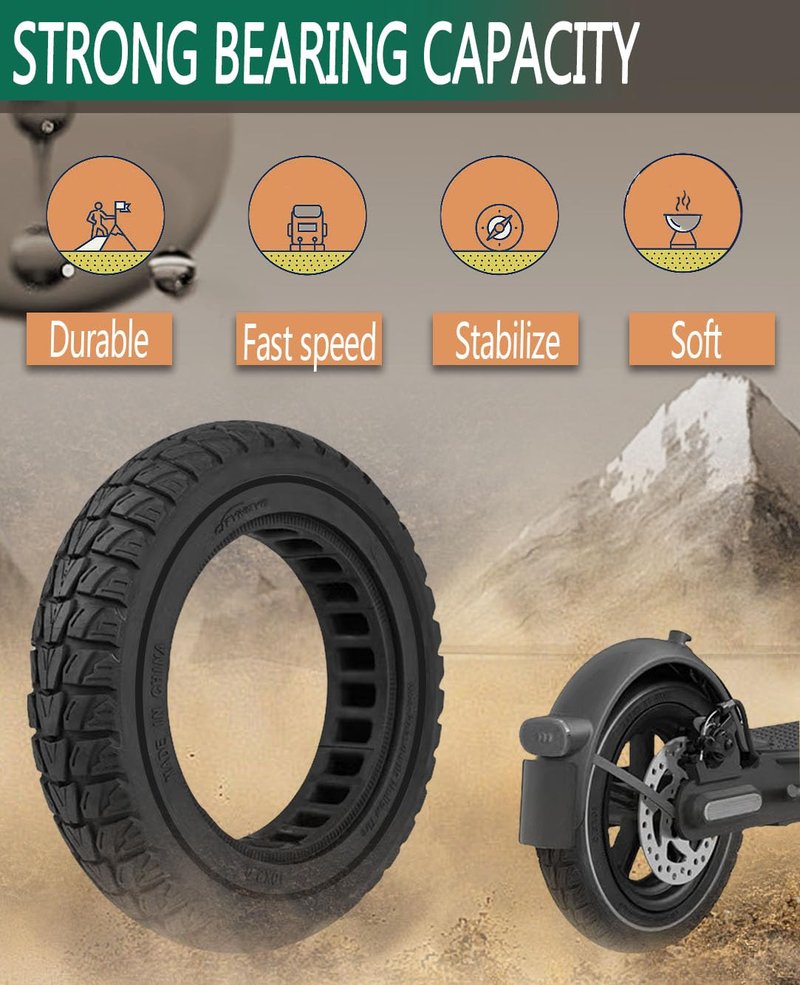 GLDYTIMES 10X2.125 Solid Tire: 10x2/54-152 Tubeless Tyre Replacement for Gotrax Turboant X7 Hiboy S2 Pro MAX Electric Scooter, 10x2 Inch Rubber Honeycomb Front Rear Wheels Black
