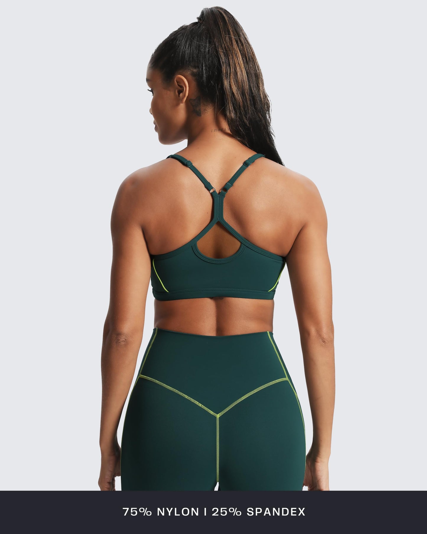 Aoxjox Women's Workout Sports Bras Fitness Training Gym Lexi Lined Bra Yoga Crop Tank (A Dark Sea Green/Lime Green, Medium)