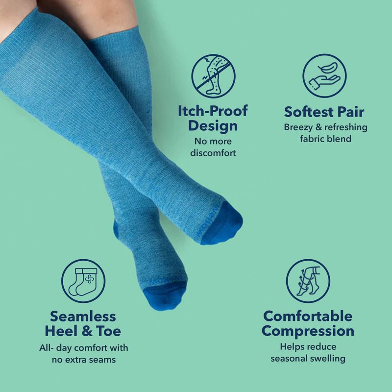 Wellow Wide Calf Compression Socks for Men & Women, 18-25 mmHg Made with Viscose from Bamboo, Nurses & Pregnancy Support, Relieves Swelling, Knee High, MD, Black Charcoal