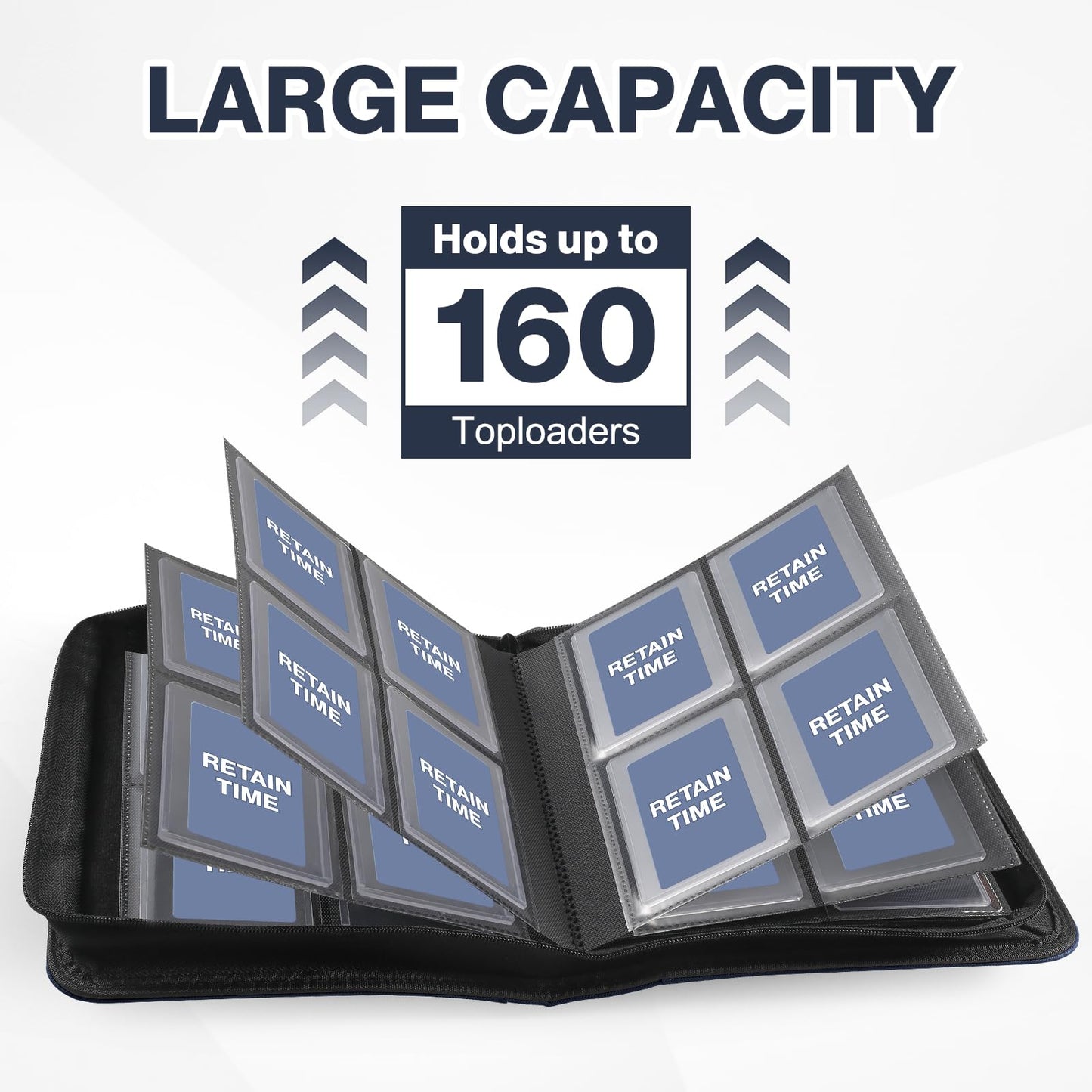 Top Loader Binder 4 Pocket, Holds 160 Toploaders, 100 Toploaders INCLUDED