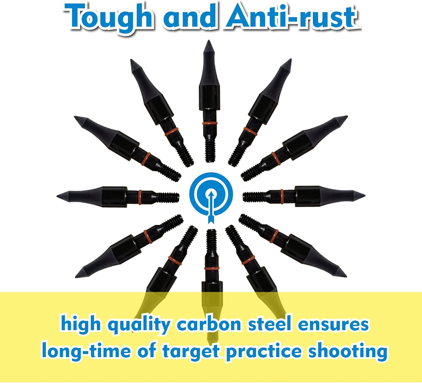 Archery Arrow Tips - 12pcs 100/125/150/200 Grain Field Points | 5/16 Inch Screw-in for Recurve & Compound Bows