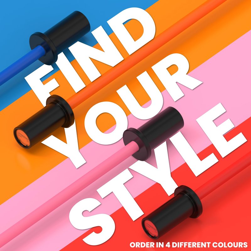 Synergee Kids Blue 5lb Barbell Child’s Weightlifting Bar with 2" Sleeves. Beginner Training Bar for Boys & Girls. Youth Fitness & Strength Training.