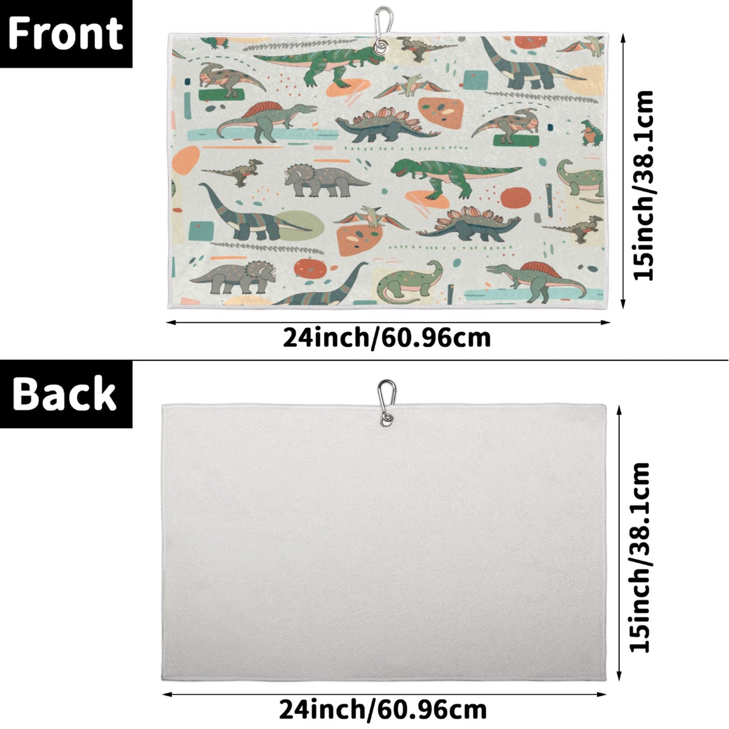 AUUXVA Funny Animal Dinosaur Golf Towel for Golf Bags with Clip for Men & Women | Cute Dino Golf Towel for Boys Girls Kids Dad Clubs | Golf Accessories and Golf Gifts for Golf Fan | 15" x 24"