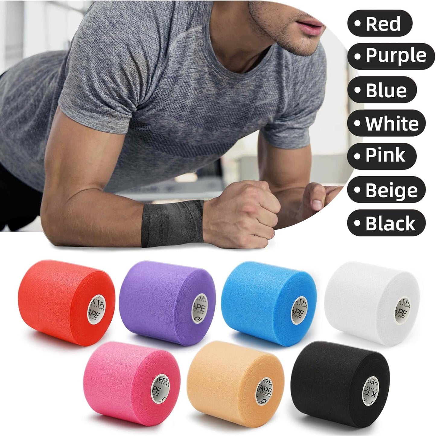 Pre Wrap Tape - Athletic Foam Underwrap for Sports | 4 Rolls, 120 Yards, 2.75 Inches - Black