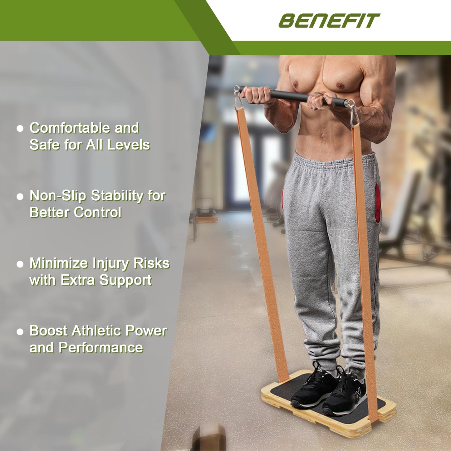 MUCITAGF Bamboo Resistance Band Foot Plate, Non-Slip Workout Platform
