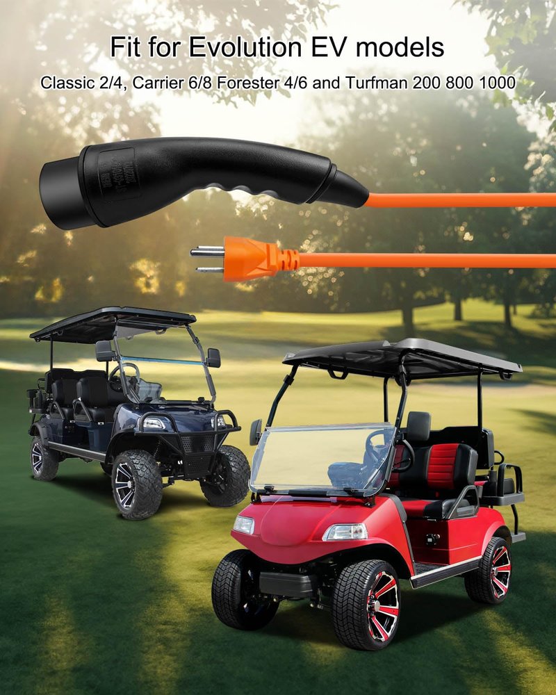 Charging Power Cord Assembly Fits for Evolution EV ICON EV Models Replaces 2.04.0620, 120V Golf Cart Charger Power Cord