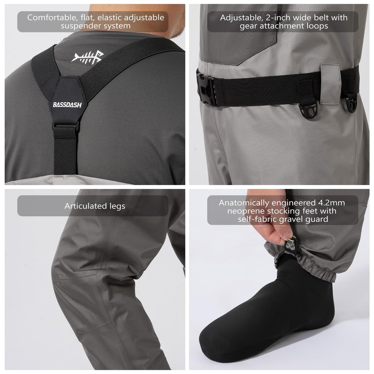 Bassdash FW08 Men’s Breathable Waders Waterproof Fly Fishing Chest Fishing