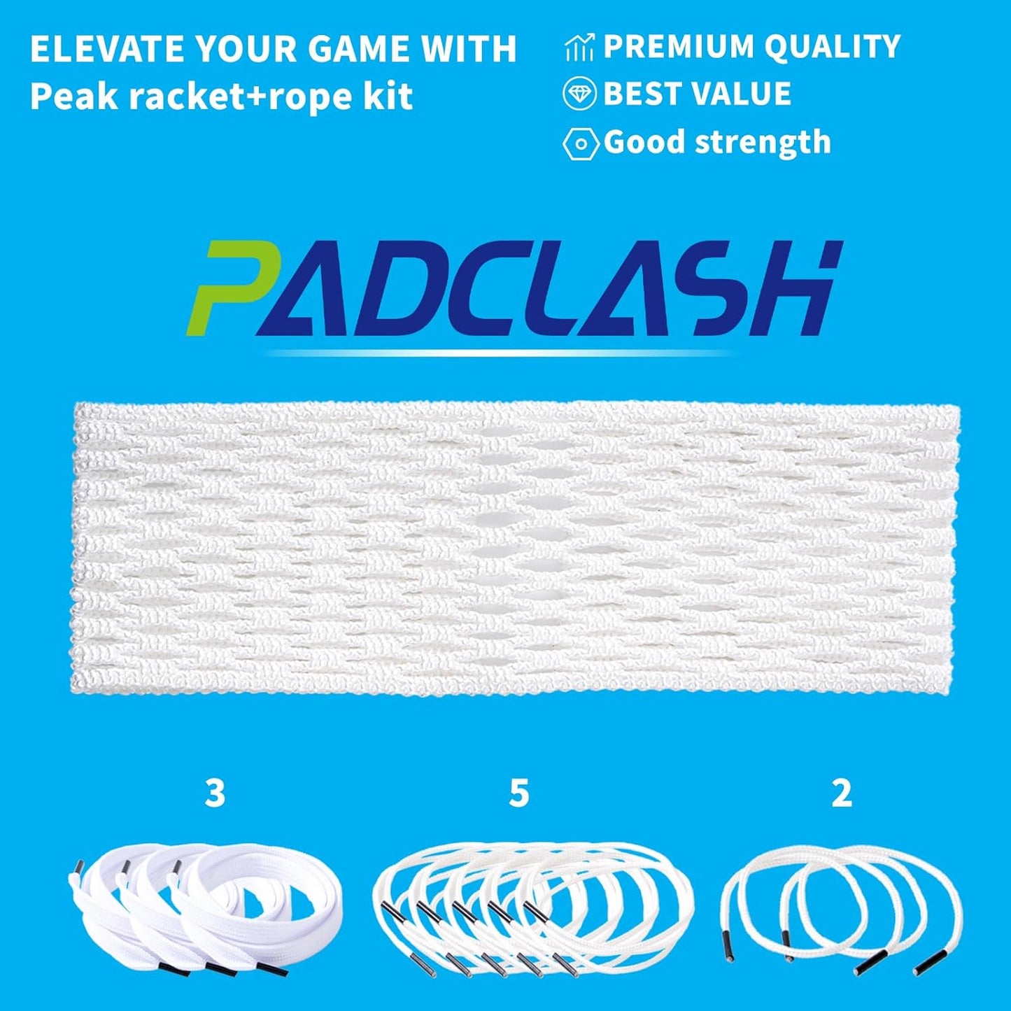 Lacrosse Mesh Stringing Kit - White Semi-Soft Mesh & Durable Strings