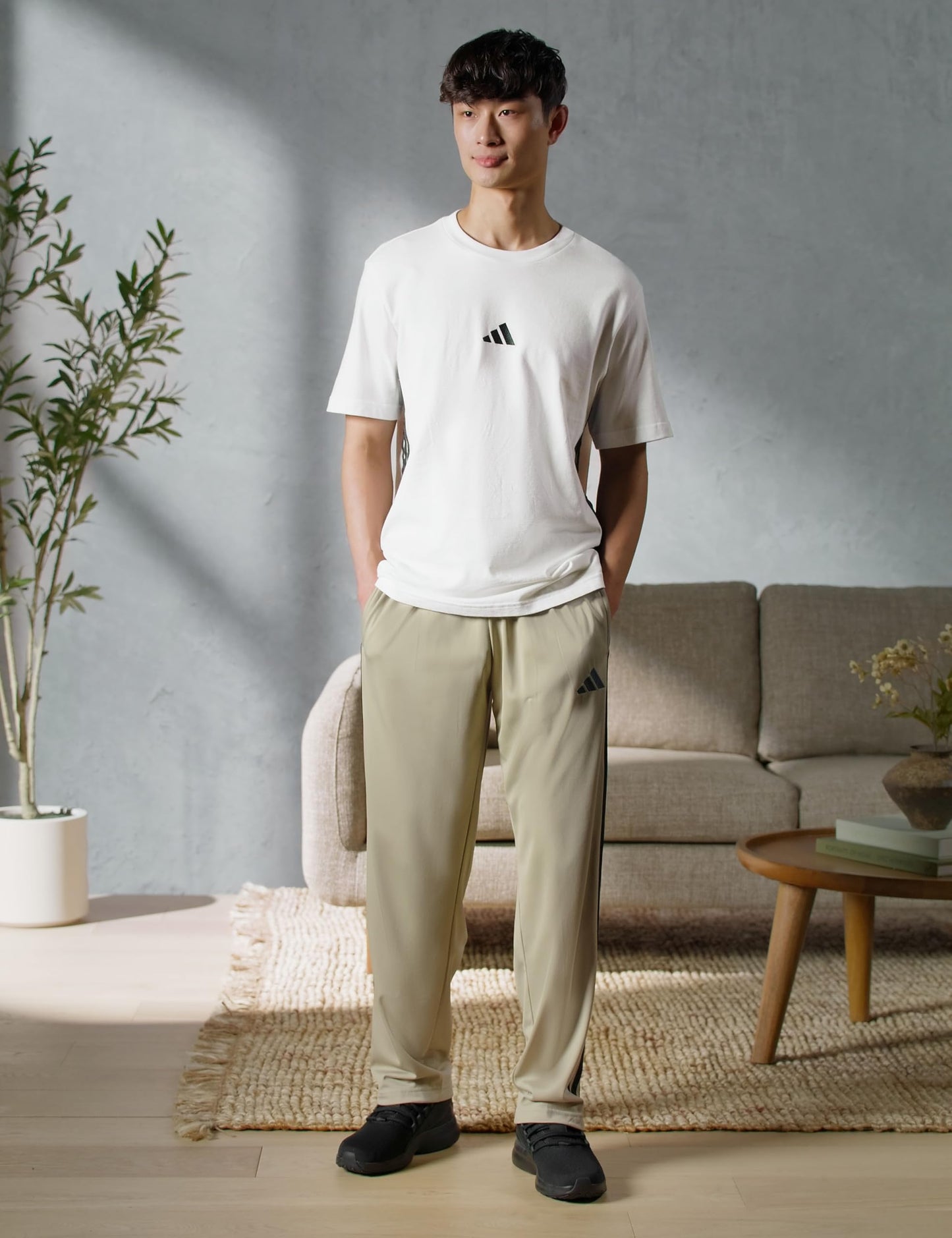 adidas Men's 3-Stripes Tricot Opem Hem Track Pants, Wonder Cargo, Large