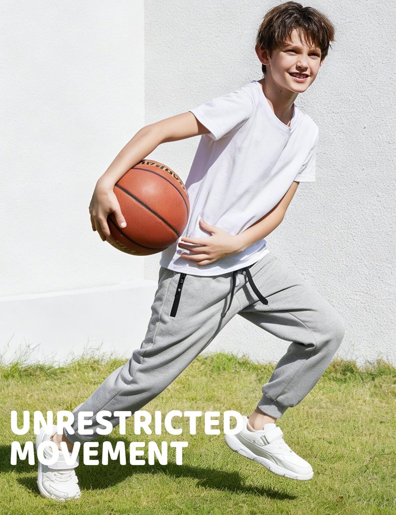 Gihuo 3 Pack Boys Sweatpants Athletic Workout Kids Joggers with Zipper Pocket Drawstring Active Casual Soft Jogging Sweat Pants (BlackLightGreyDarkGrey-S)