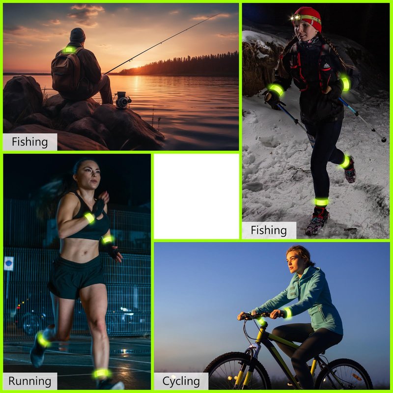 Halloscume 24 Pcs Reflective Arm Bands 15.75 in Reflective Snap Bands Slap Bracelets High Visibility Safety Ankle Strips gift for Night Walking Cycling Running Jogging Hiking (Green)
