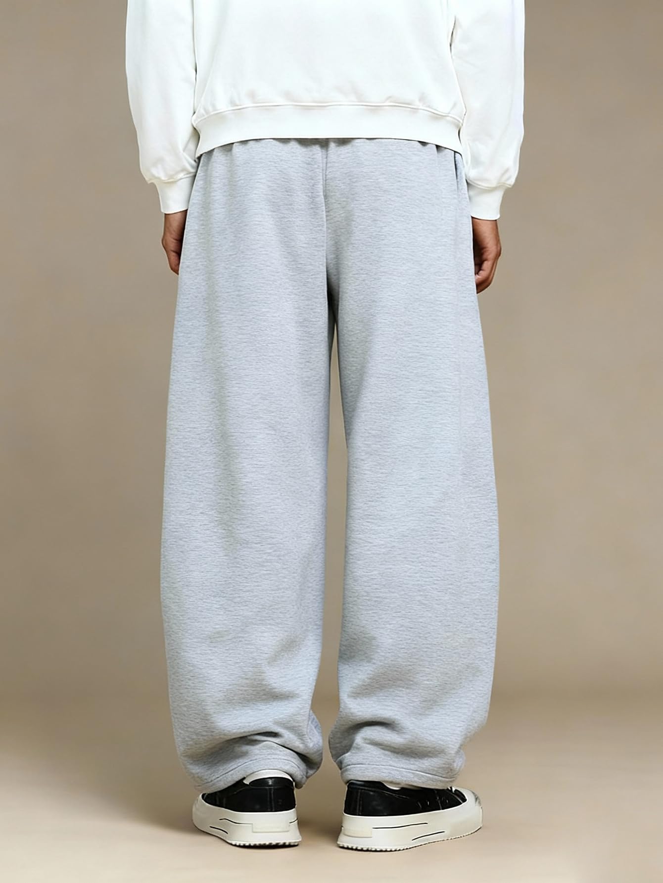 SOLY HUX Men's Athletic Sweatpants 2 Packs Drawstring Elastic Waist Wide Leg Baggy Sports Pants Black and Grey Small